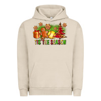 Pigment French Oak Tis The Season Christmas With Softball And Gingerbread Man Urban Hoodie - FaDigitalArtStudio