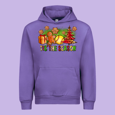 Tis The Season Christmas With Softball And Gingerbread Man Urban Hoodie Designed By Fadigitalartstudio
