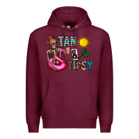 Burgundy Tan Tipsy Premium Hoodie - CowhideDigitalArt