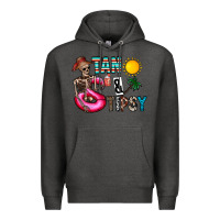 Charcoal Heather Tan Tipsy Premium Hoodie - CowhideDigitalArt