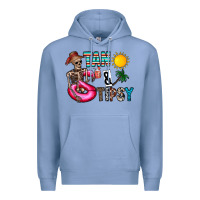 Colony Blue Tan Tipsy Premium Hoodie - CowhideDigitalArt