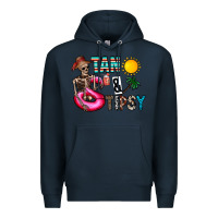 Navy Tan Tipsy Premium Hoodie - CowhideDigitalArt