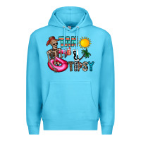 Ocean Blue Tan Tipsy Premium Hoodie - CowhideDigitalArt