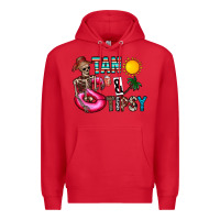 Red Tan Tipsy Premium Hoodie - CowhideDigitalArt