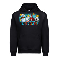 Black Tis The Season Christmas With Soccer Ball And Snowman Urban Hoodie - FaDigitalArtStudio