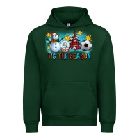 Forest Green Tis The Season Christmas With Soccer Ball And Snowman Urban Hoodie - FaDigitalArtStudio