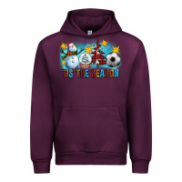 Mauve Wine Tis The Season Christmas With Soccer Ball And Snowman Urban Hoodie - FaDigitalArtStudio