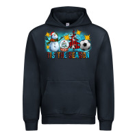 Navy Tis The Season Christmas With Soccer Ball And Snowman Urban Hoodie - FaDigitalArtStudio