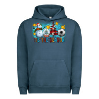 Pigment Midnight Navy Tis The Season Christmas With Soccer Ball And Snowman Urban Hoodie - FaDigitalArtStudio
