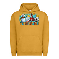 Pigment Peanut Butter Tis The Season Christmas With Soccer Ball And Snowman Urban Hoodie - FaDigitalArtStudio