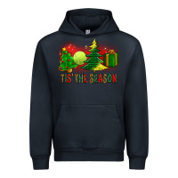 Navy tis the season christmas with tennis ball and tree cookie Urban Hoodie - FaDigitalArtStudio