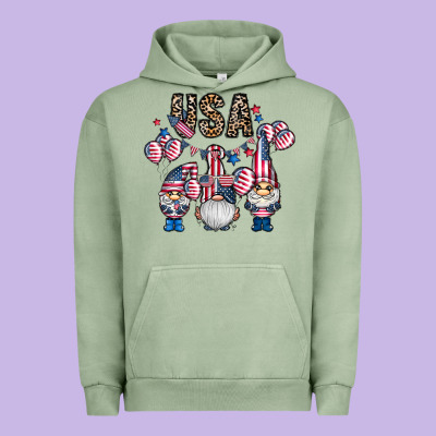 Usa America Gnome Urban Hoodie Designed By Cowhidedigitalart