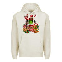 Oatmeal Heather christmas coffee afro gnome Premium Hoodie - FaDigitalArtStudio
