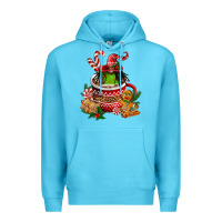 Ocean Blue christmas coffee afro gnome Premium Hoodie - FaDigitalArtStudio