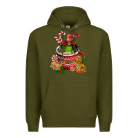 Army Green christmas coffee afro gnome Premium Hoodie - FaDigitalArtStudio