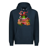 Navy christmas coffee afro gnome Premium Hoodie - FaDigitalArtStudio