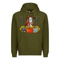 Army Green Fall Cow Premium Hoodie - CowhideDigitalArt