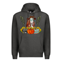 Charcoal Heather Fall Cow Premium Hoodie - CowhideDigitalArt
