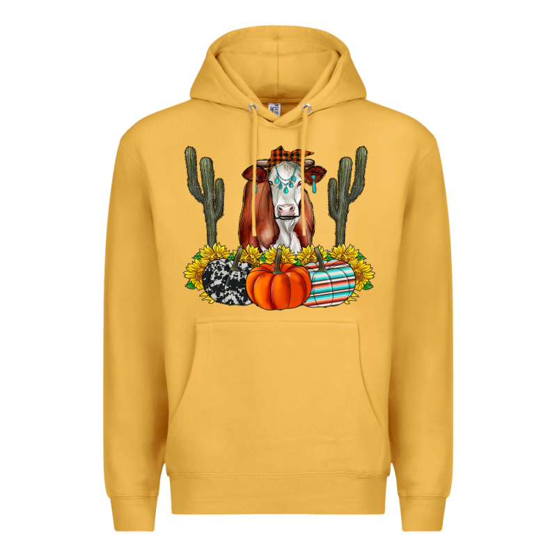 Fall Cow Premium Hoodie by CowhideDigitalArt | Teevron