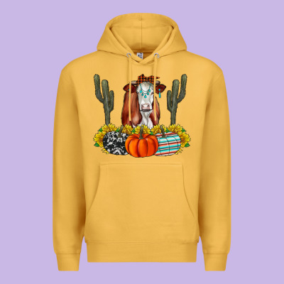 Fall Cow Premium Hoodie Designed By Cowhidedigitalart