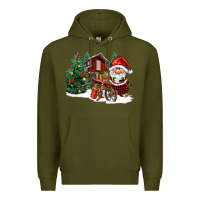 Army Green christmas gnomes barnyard Premium Hoodie - FaDigitalArtStudio