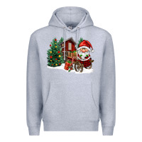 Heather Grey christmas gnomes barnyard Premium Hoodie - FaDigitalArtStudio