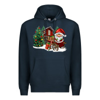 Navy christmas gnomes barnyard Premium Hoodie - FaDigitalArtStudio