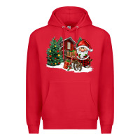 Red christmas gnomes barnyard Premium Hoodie - FaDigitalArtStudio