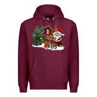Burgundy christmas gnomes barnyard Premium Hoodie - FaDigitalArtStudio