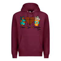 Burgundy Peace Love Pumpkin Spice Premium Hoodie - CowhideDigitalArt