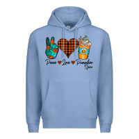 Colony Blue Peace Love Pumpkin Spice Premium Hoodie - CowhideDigitalArt