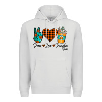 Dove Grey Peace Love Pumpkin Spice Premium Hoodie - CowhideDigitalArt