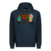 Navy Peace Love Pumpkin Spice Premium Hoodie - CowhideDigitalArt