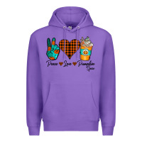 Purple Peace Love Pumpkin Spice Premium Hoodie - CowhideDigitalArt