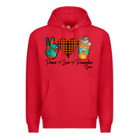 Red Peace Love Pumpkin Spice Premium Hoodie - CowhideDigitalArt