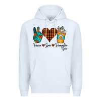White Peace Love Pumpkin Spice Premium Hoodie - CowhideDigitalArt