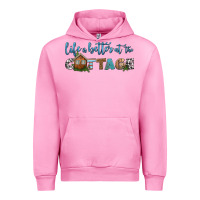Fuchsia Pink life is better at the cottage Urban Hoodie - HRA Design Shop