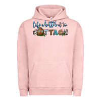 Pigment Salmon life is better at the cottage Urban Hoodie - HRA Design Shop