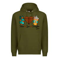 Army Green Peace Love Pumpkin Spice Premium Hoodie - CowhideDigitalArt