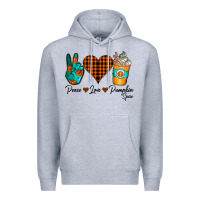 Heather Grey Peace Love Pumpkin Spice Premium Hoodie - CowhideDigitalArt