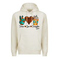 Oatmeal Heather Peace Love Pumpkin Spice Premium Hoodie - CowhideDigitalArt