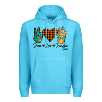 Ocean Blue Peace Love Pumpkin Spice Premium Hoodie - CowhideDigitalArt