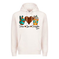 Pale Pink Peace Love Pumpkin Spice Premium Hoodie - CowhideDigitalArt