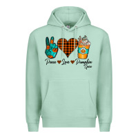 Seafoam Peace Love Pumpkin Spice Premium Hoodie - CowhideDigitalArt