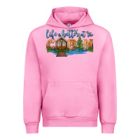 Fuchsia Pink life is better at the cabin Urban Hoodie - HRA Design Shop