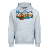 Heather Grey life is better at the cabin Urban Hoodie - HRA Design Shop