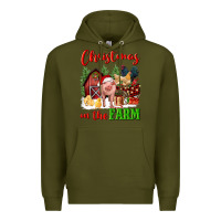 Army Green christmas on the farm Premium Hoodie - FaDigitalArtStudio