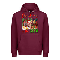 Burgundy christmas on the farm Premium Hoodie - FaDigitalArtStudio