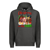 Charcoal Heather christmas on the farm Premium Hoodie - FaDigitalArtStudio