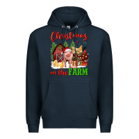 Navy christmas on the farm Premium Hoodie - FaDigitalArtStudio